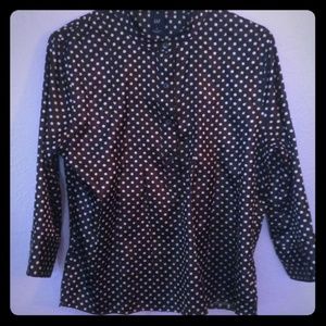 Black & white polka dot, pleated top